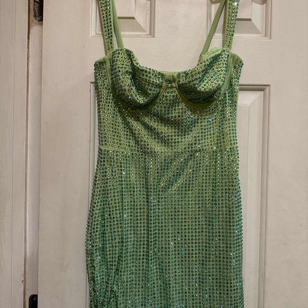 Oh Polly Green Embellished Midi Dress - Picture 4 of 5